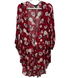 Torrid Red Floral Open Kimono